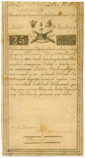 Bilet skarbowy z dnia 8 czerw. 1794 r.